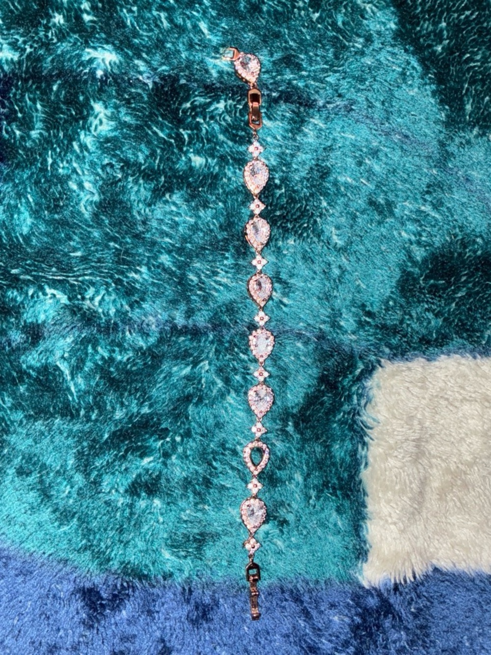 Rose Gold Teardrop Cubic Zirconia Bracelet - Women Jewelry
